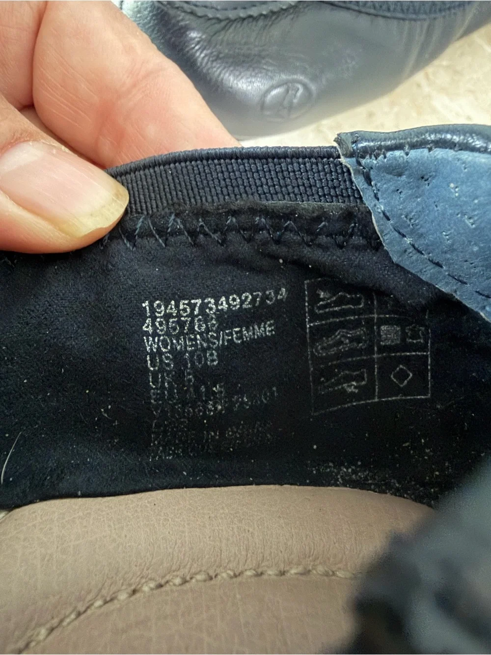 Lands End Ballet Flats Women's Sz 10 Navy Blue Leather Coastal Comfort Slip On